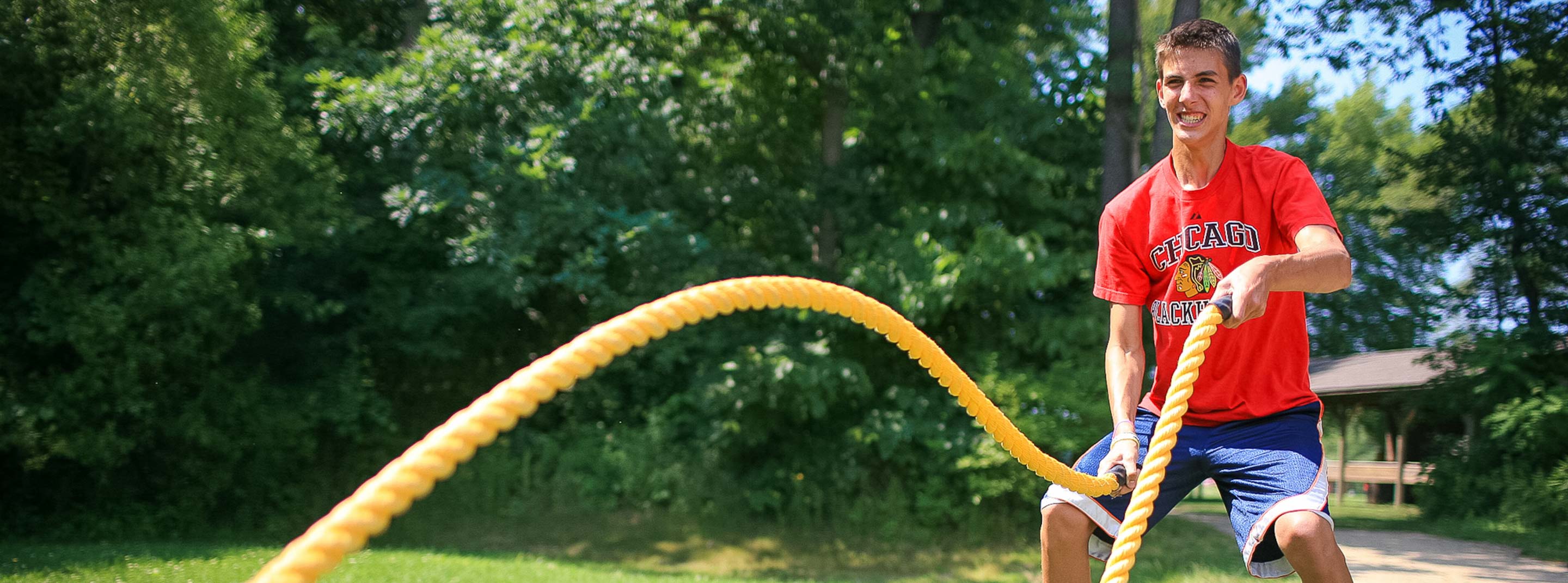 Staff using fitness ropes