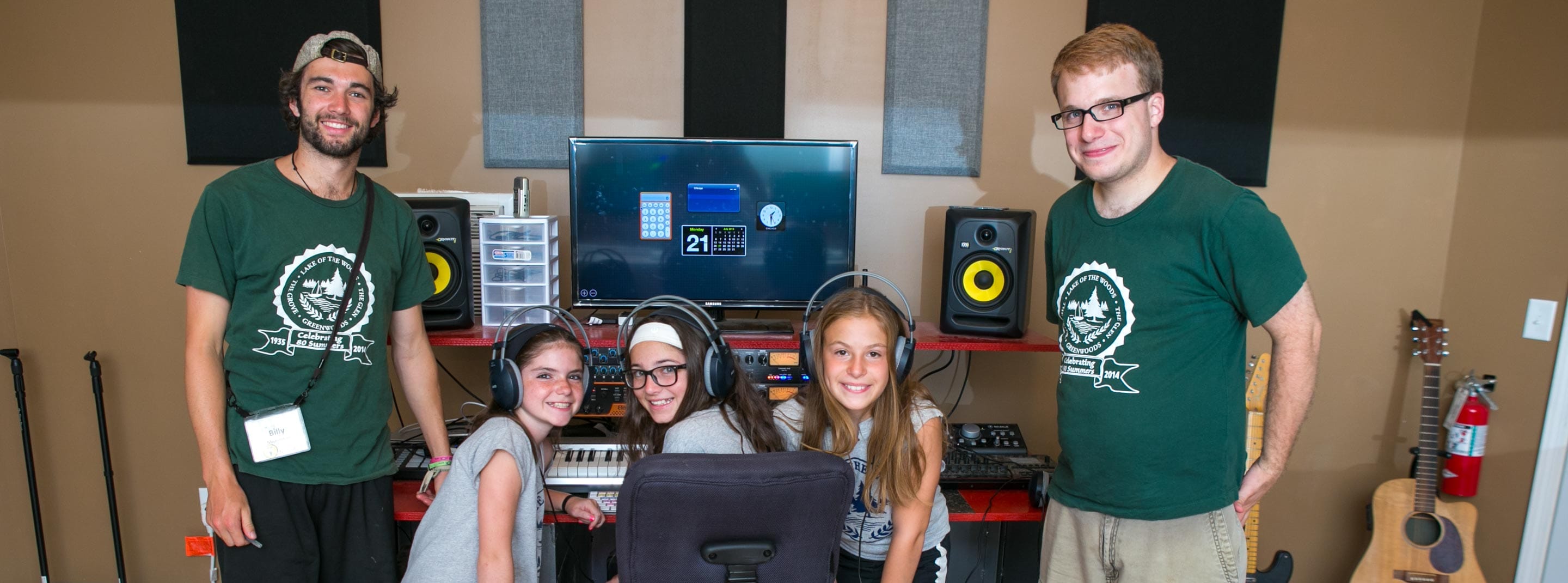 Staff and campers at music activity
